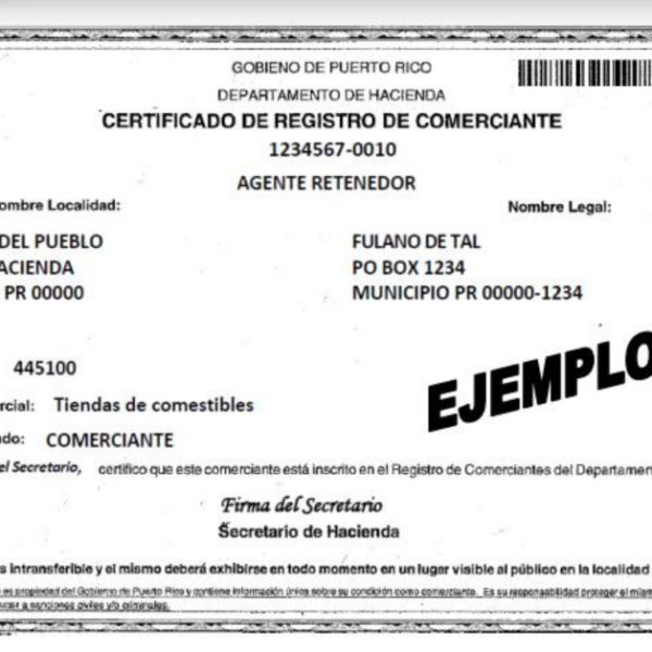 Certificado de Registro de Comerciantes