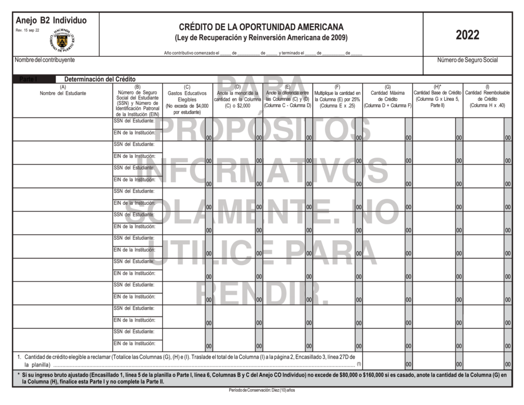 Una guía para el Crédito de la Oportunidad Americana (AOTC) 4