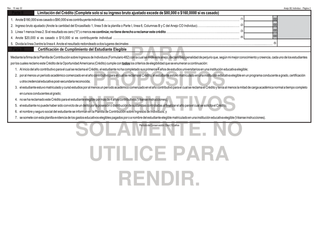 Una guía para el Crédito de la Oportunidad Americana (AOTC) 5