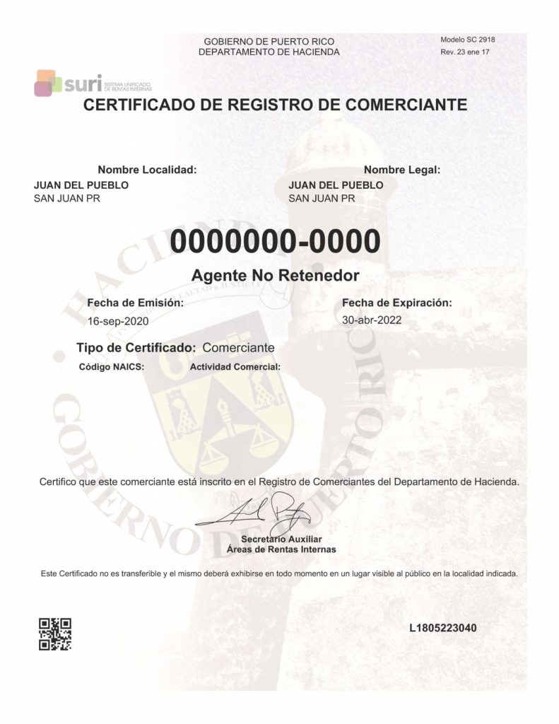 Certificado de Registro de Comerciantes 4